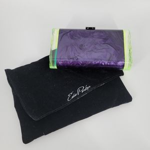 Edie Parker Lara Acrylic Clutch RARE Purple Green Ice Ends Mirror